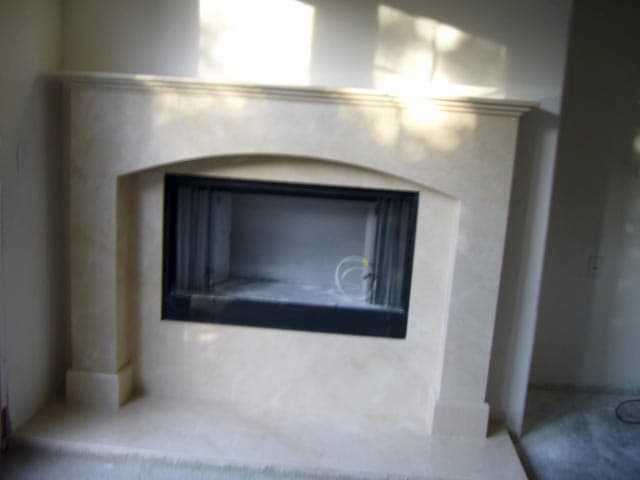 Crema Marfil Custom-made Fireplace