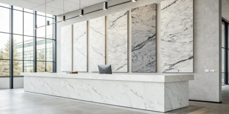 A modern marble counter, the result of a successful order for custom countertops online.