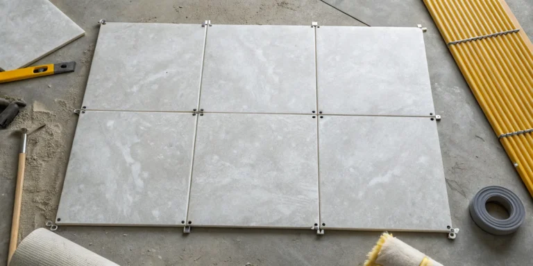 The cost to install a porcelain tile floor during an active installation with tools.