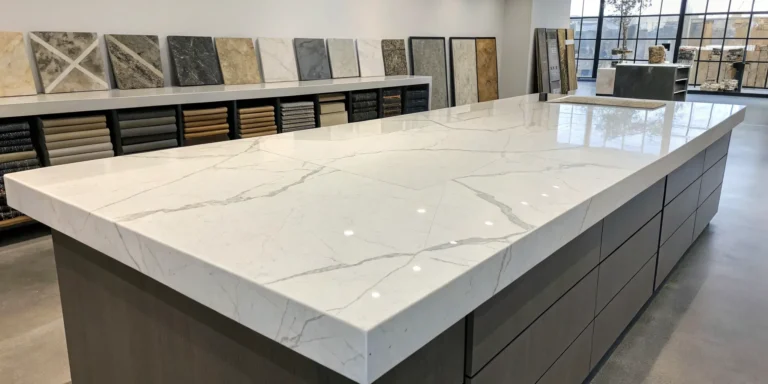 A custom marble stone tabletop, a key factor in determining the total project cost.