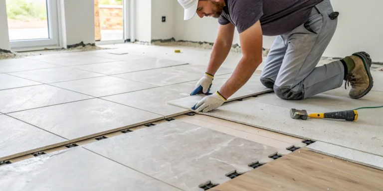 Porcelain tile flooring installation by a professional in the San Francisco Bay Area.